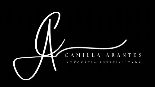 Logomarca de Camilla Arantes, Advocacia Especializada, com assinatura manuscrita